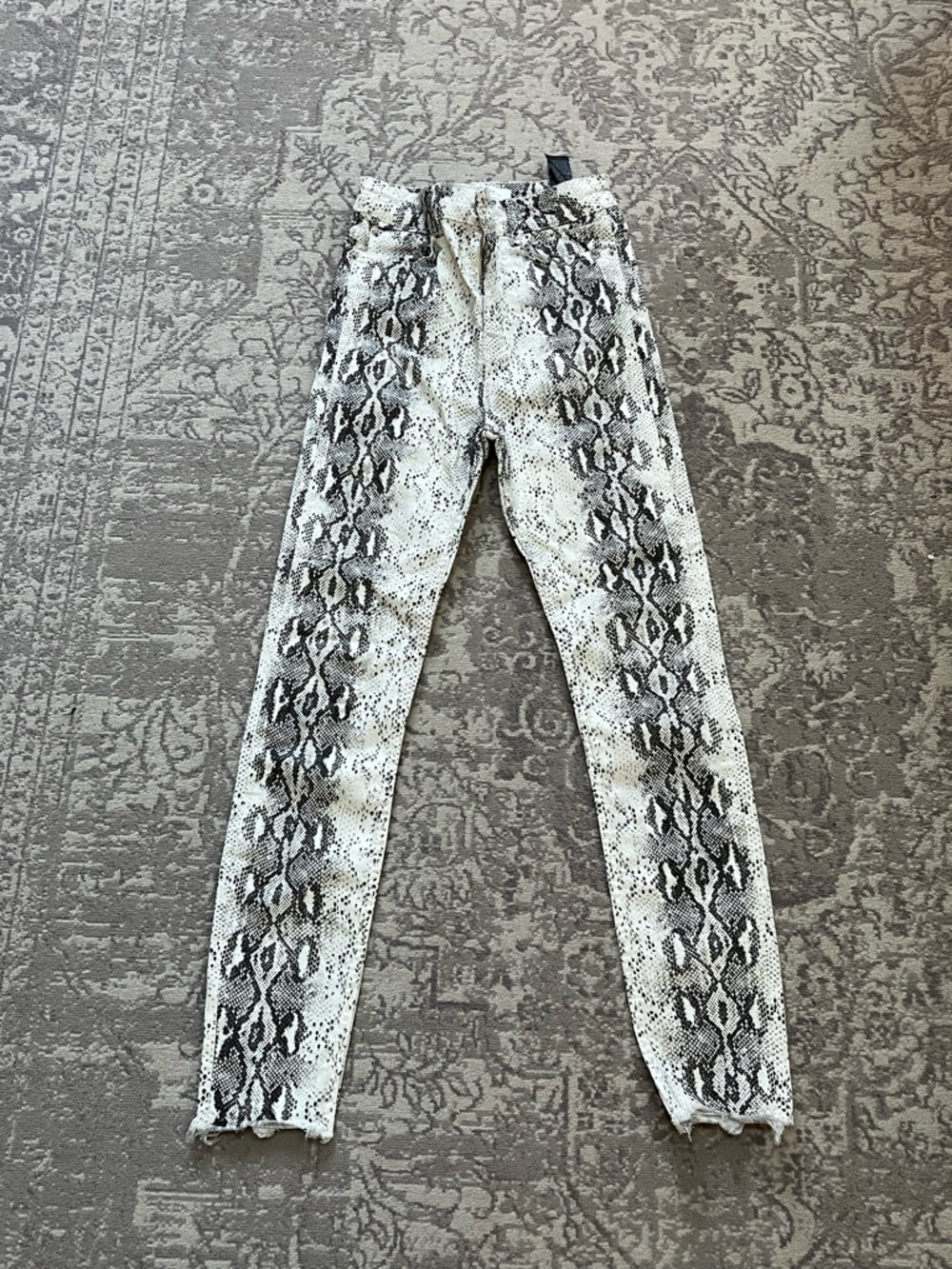 Zara Woman Snake-Pattern Denim in Black and White